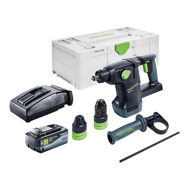 Festool KHC 18 Basic akumulatorowy młot kombi 18 V 2,6 J Plus bezszczotkowy + 1x akumulator 8,0 Ah + ładowarka + ładowarka sieciowa
