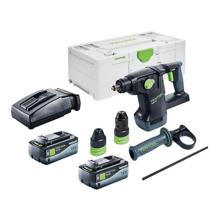 Festool KHC 18 Basic akumulatorowy młot udarowo-obrotowy 18 V 2,6 J Plus bezszczotkowy + 2x akumulator 8,0 Ah + ładowarka + ładowarka sieciowa
