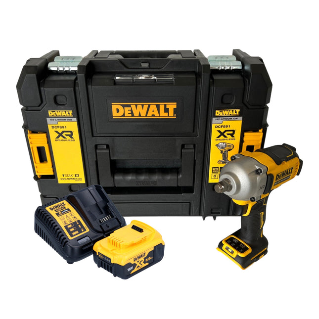 Akumulatorowy klucz udarowy DeWalt DCF 891 P1T 18 V 1084 Nm 1/2" bezszczotkowy + 1x akumulator 5,0 Ah + ładowarka + TSTAK