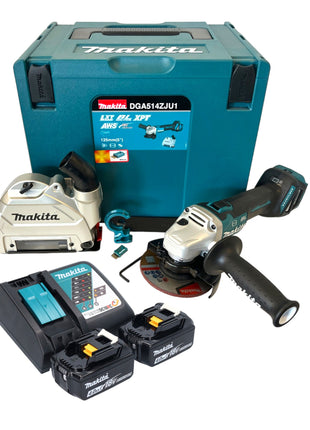 Makita DGA 514 RMJU1 akumulatorowa szlifierka kątowa 18 V 125 mm bezszczotkowa + 2x akumulator 4,0 Ah + ładowarka + Makpac