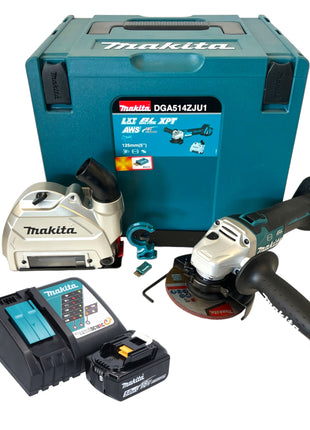 Makita DGA 514 RT1JU1 Akku Winkelschleifer 18 V 125 mm Brushless + 1x Akku 5,0 Ah + Ladegerät + Makpac