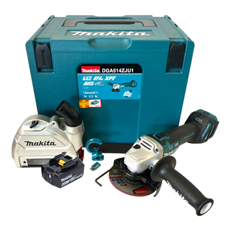 Makita DGA 514 G1JU1 Akumulatorowa szlifierka kątowa 18 V 125 mm bezszczotkowa + 1x akumulator 6,0 Ah + Makpac - bez ładowarki