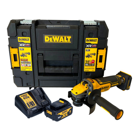 Akumulatorowa szlifierka kątowa DeWalt DCG 409 M1T 18 V 125 mm bezszczotkowa + 1x akumulator 4,0 Ah + ładowarka + TSTAK