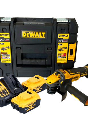 Amoladora angular a batería DeWalt DCG 409 P2T 18 V 125 mm sin escobillas + 2x baterías 5,0 Ah + cargador + TSTAK