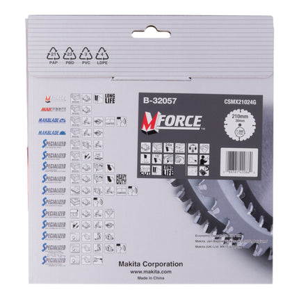 Tarcza pilarska Makita M-FORCE 210 x 30 x 2,3 mm 24 zęby ( B-32057 ) do drewna