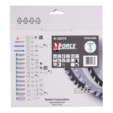 Tarcza pilarska Makita M-FORCE 210 x 30 x 2,3 mm 40 zębów ( B-32079 ) do drewna
