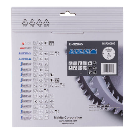 Piła tarczowa Makita MAKBLADE 260 x 30 x 2,3 mm 80 zębów ( B-32845 ) do drewna