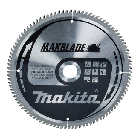 Makita MAKBLADE lame circulaire 260 x 30 x 2,3 mm 100 dents ( B-32873 ) pour bois