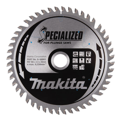 Makita CCPF16548EL SPECIALIZED Lame de scie circulaire 165 x 20 x 2,0 mm 48 dents ( B-56801 ) pour le composite Corian