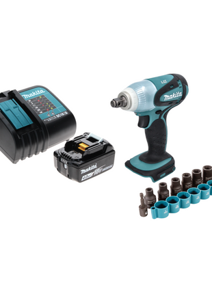 Makita DTW 251 SM1 Akku Schlagschrauber 18 V 230 Nm 1/2" + 1x Akku 4,0 Ah + Ladegerät + 9 tlg. Steckschlüssel Set - Toolbrothers