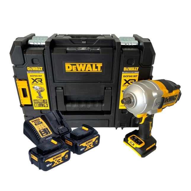 Akumulatorowy klucz udarowy DeWalt DCF 961 M2T 18 V 1632 Nm 1/2" bezszczotkowy + 2x akumulator 4,0 Ah + ładowarka + TSTAK