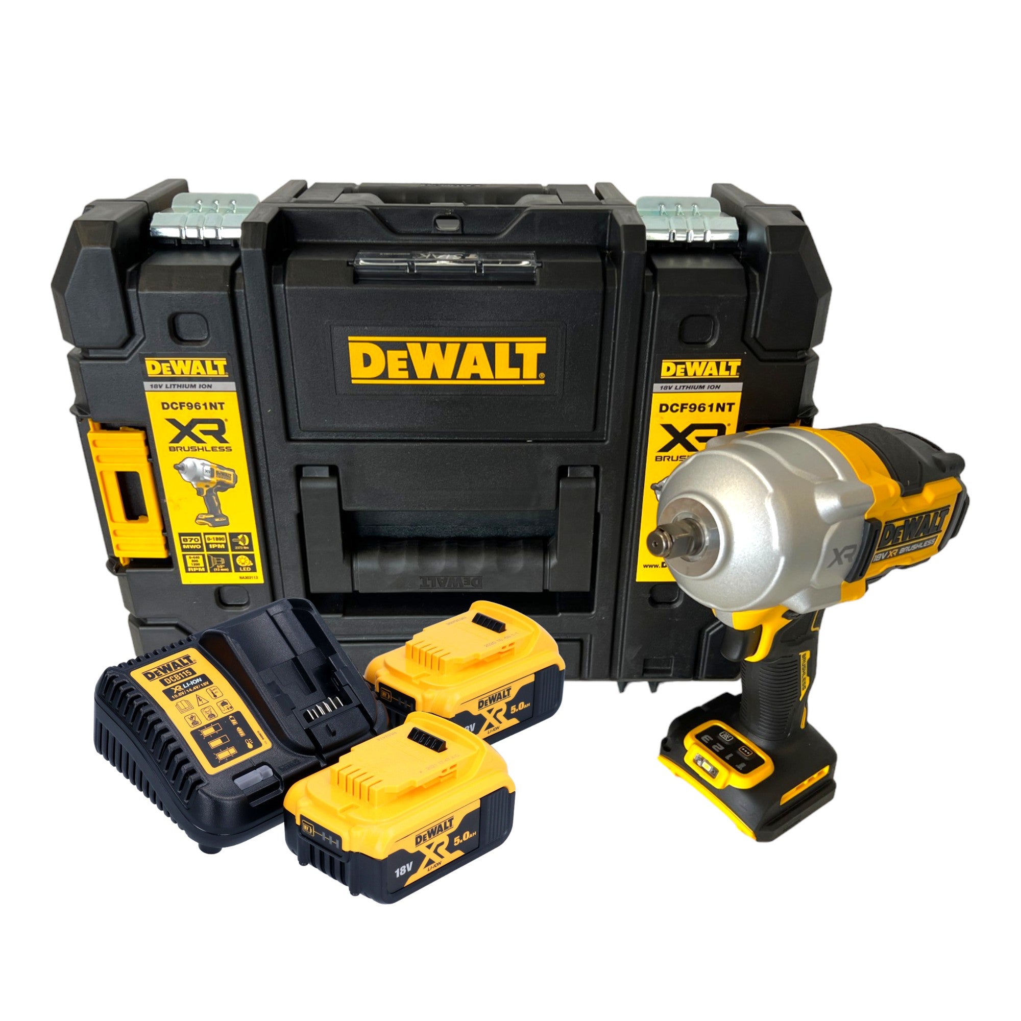 DeWalt DCF 961 P2T Akku Schlagschrauber 18 V 1632 Nm 1 2 Brushless 2x Akku 5 0 Ah Ladegeraet TSTAK 0 - toolbrothers