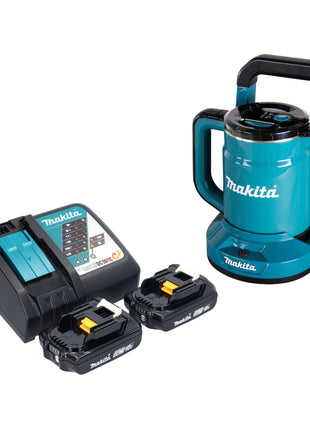 Makita DKT 360 RA2 Akku Wasserkocher 36 V ( 2x 18 V ) 0,8 L  + 2x Akku 2,0 Ah + Ladegerät