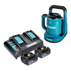 Hervidor de batería Makita DKT 360 CT2 36 V (2x 18 V) 0,8 L + 2x batería 5,0 Ah + cargador doble