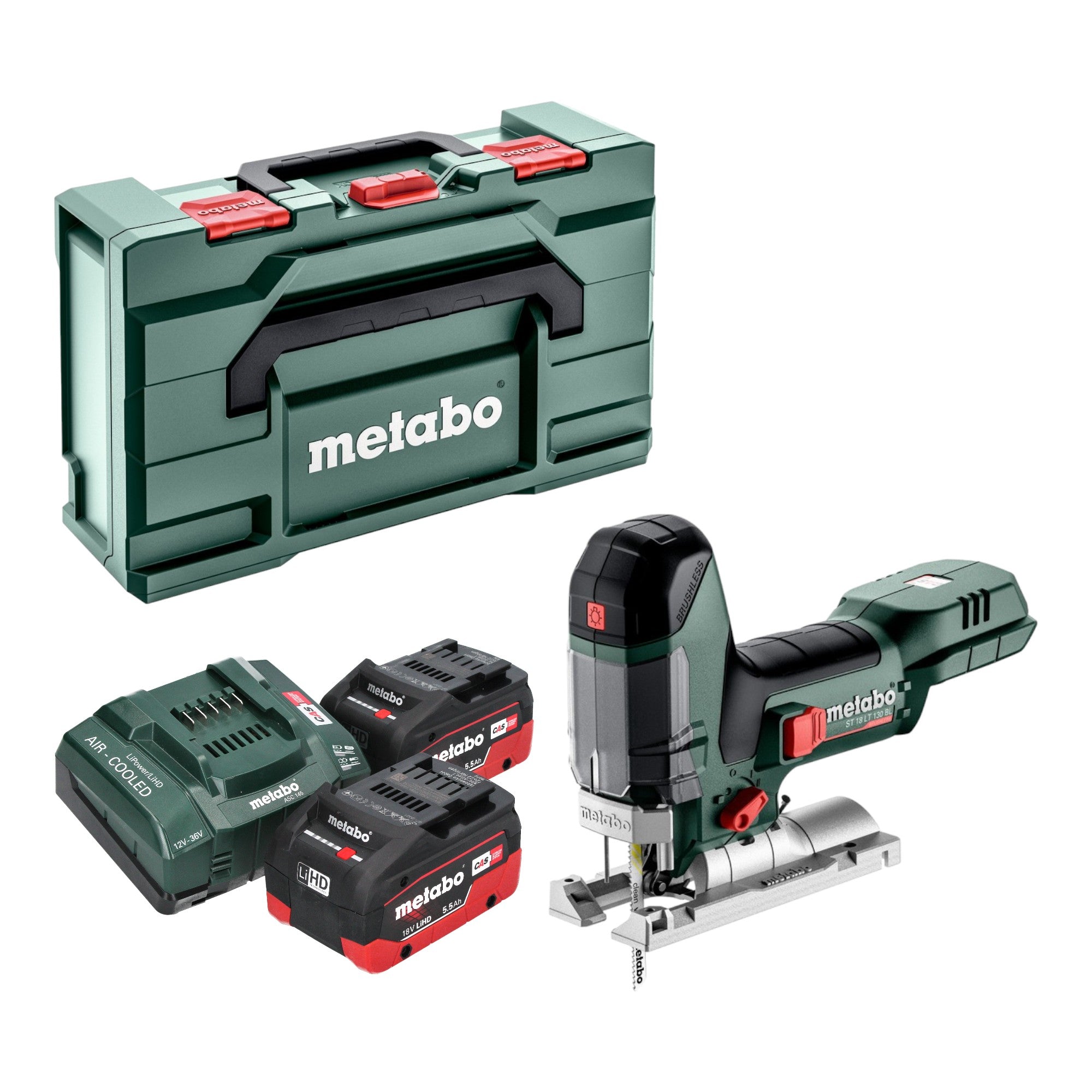 Metabo ST 18 LT 130 BL Akku Stichsaege 18 V 130 mm Brushless 2x LiHD Akku 5 5 Ah Ladegeraet Metabox 0 - toolbrothers