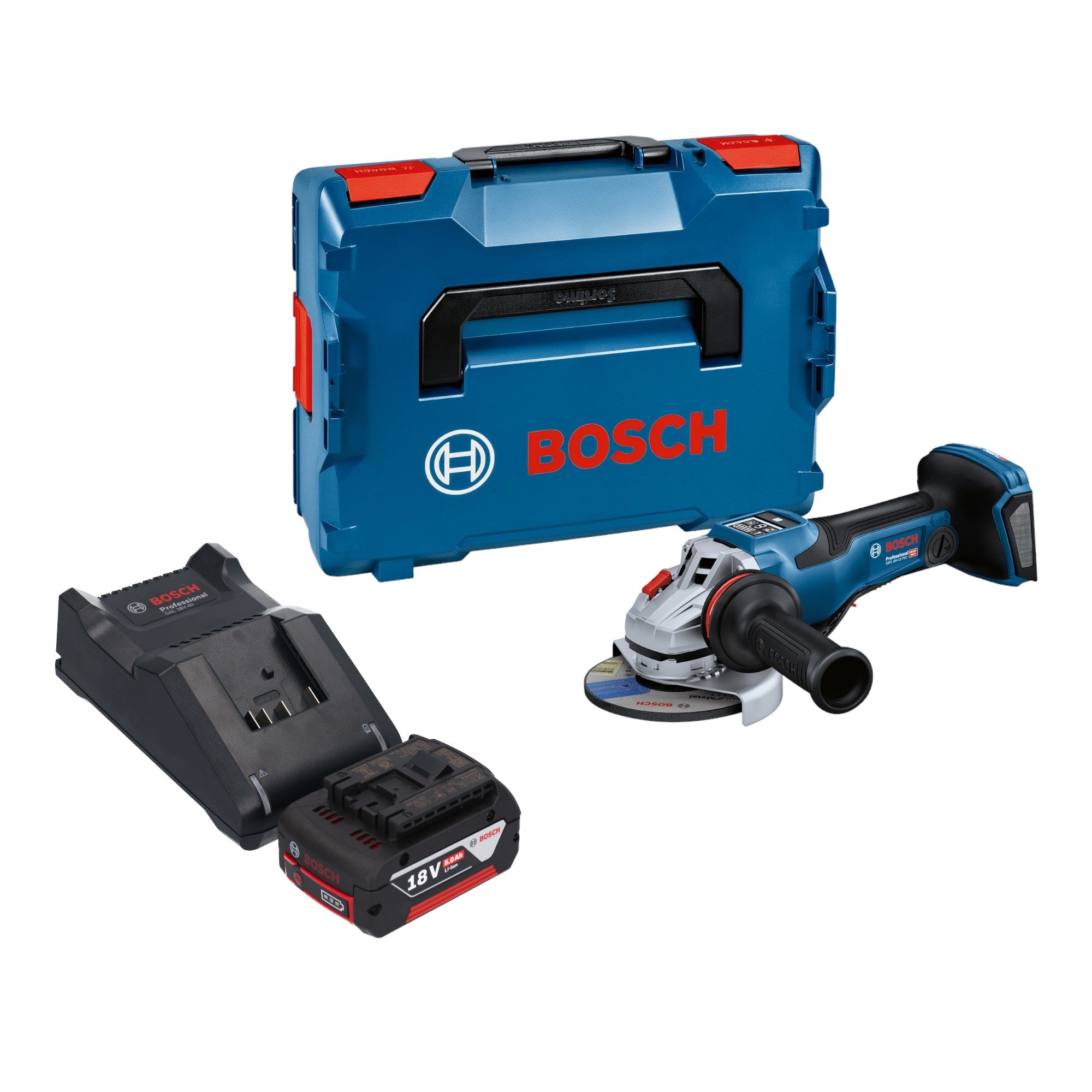 Bosch GWS 18V 15 PSC Professional Akku Winkelschleifer 18 V 125 mm BITURBO Brushless 1x Akku 5 0 Ah Ladegeraet L Boxx 0 - toolbrothers
