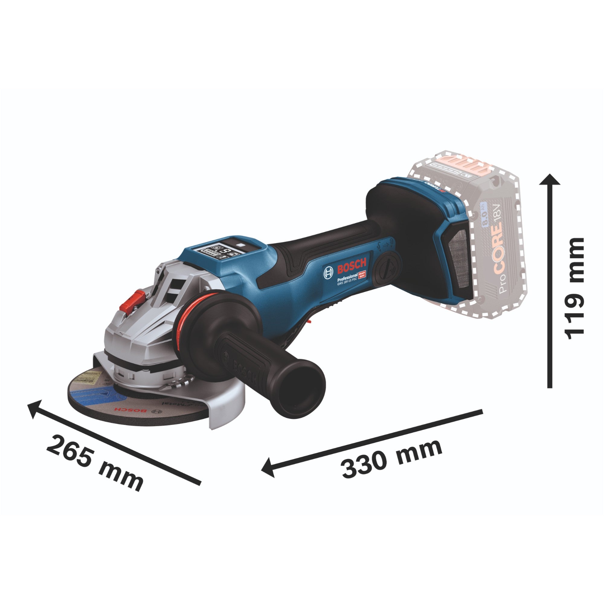 Bosch GWS 18V 15 PSC Professional Akku Winkelschleifer 18 V 125 mm BITURBO Brushless 2x ProCORE Akku 8 0 Ah Ladegeraet L Boxx 4 - toolbrothers