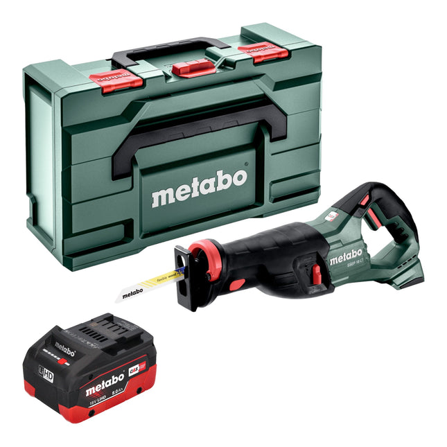 Akumulatorowa pilarka szablasta Metabo SSEP 18 LT 18 V 32 mm + 1x akumulator LiHD 8,0 Ah + metabox - bez ładowarki