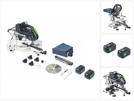 Festool KSC 60 EB-Basic KAPEX  Scie à onglets sans fil 18 V / 36 V 216 mm Brushless + 2x batterie 5,0 Ah - sans chargeur