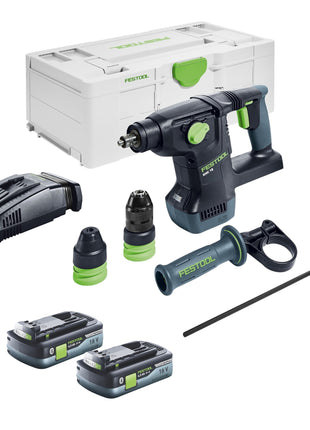 Festool KHC 18 EB-Basic akumulatorowy młot kombi 18 V 2,6 J SDS-Plus bezszczotkowy + 2x akumulator 4,0 Ah + szybka ładowarka + systainer