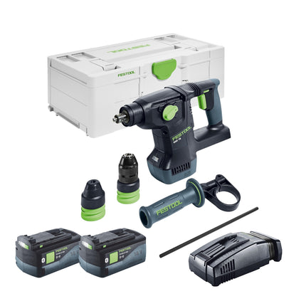 Festool KHC 18 EB-Basic akumulatorowa młotowiertarka kombi 18 V 2,6 J SDS-Plus Brushless + 2x akumulator 5,0 Ah + szybka ładowarka + systainer