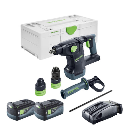 Festool KHC 18 EB-Basic Akku Kombihammer 18 V 2,6 J SDS-Plus Brushless + 2x Akku 5,0 Ah + Schnellladegerät + Systainer