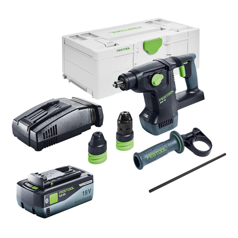 Festool KHC 18 EB-Basic akumulatorowy młot kombi 18 V 2,6 J SDS-Plus bezszczotkowy + 1x akumulator 8,0 Ah + szybka ładowarka + systainer