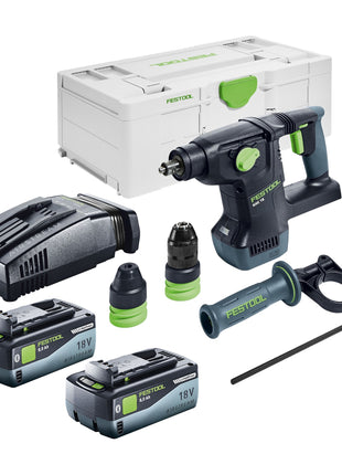 Festool KHC 18 EB-Basic akumulatorowy młot kombi 18 V 2,6 J SDS-Plus bezszczotkowy + 2x akumulator 8,0 Ah + szybka ładowarka + systainer