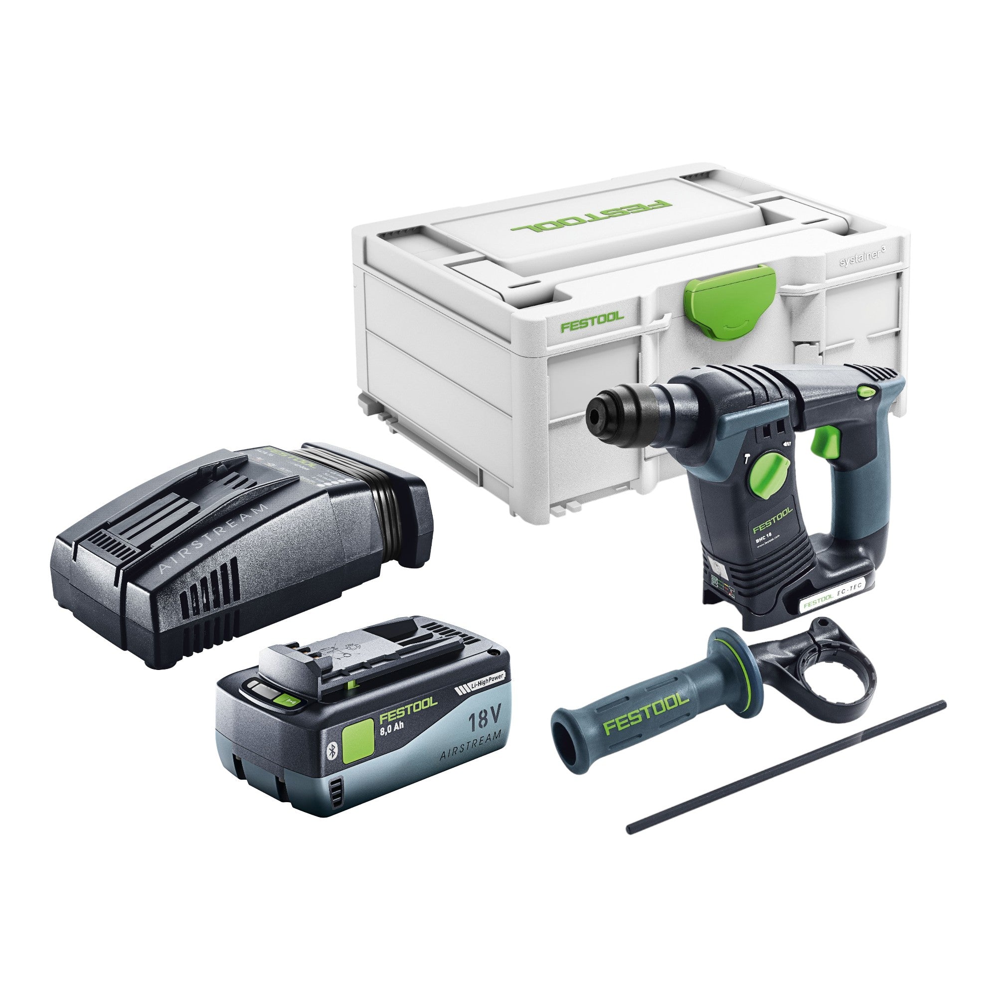 Festool BHC 18 Basic Akku Bohrhammer 18 V 1 8 J SDS Plus Brushless 1x Akku 8 0 Ah Schnellladegeraet Systainer 0 - toolbrothers