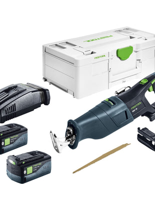 Festool RSC 18 EB-Basic akumulatorowa pilarka szablasta 18 V bezszczotkowa + 2x akumulator 5,0 Ah + szybka ładowarka + systainer