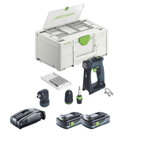 Akumulatorowa wiertarko-wkrętarka Festool CXS 18-Basic-Set 18 V 40 Nm bezszczotkowa + 2x akumulator 4,0 Ah + szybka ładowarka + systainer