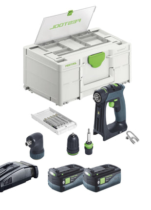 Festool CXS 18-Basic-Set Perceuse-visseuse sans fil 18 V 40 Nm Brushless + 2x batterie 5,0 Ah + chargeur rapide + Systainer