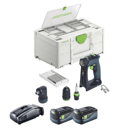 Akumulatorowa wiertarko-wkrętarka Festool CXS 18-Basic-Set 18 V 40 Nm bezszczotkowa + 2x akumulator 5,0 Ah + szybka ładowarka + systainer