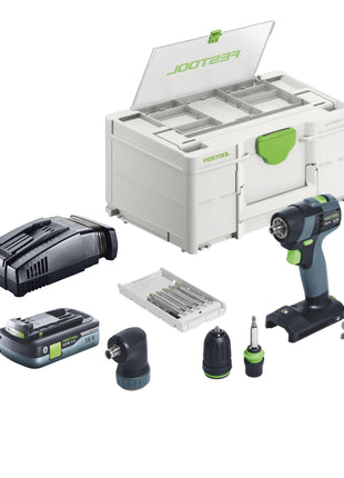 Festool TXS 18-Juego básico taladro atornillador inalámbrico 18 V 40 Nm sin escobillas + 1x batería 4,0 Ah + cargador rápido + systainer