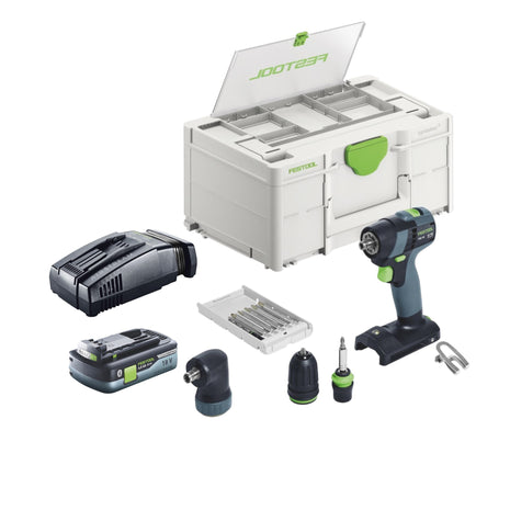 Festool TXS 18-Basic-Set akumulatorowa wiertarko-wkrętarka 18 V 40 Nm bezszczotkowa + 1x akumulator 4,0 Ah + szybka ładowarka + systainer