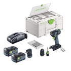 Festool TXS 18-Juego básico taladro atornillador inalámbrico 18 V 40 Nm sin escobillas + 2 baterías 5,0 Ah + cargador rápido + systainer