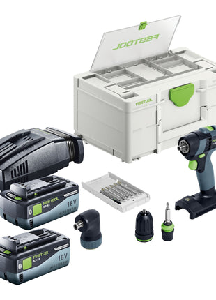 Festool TXS 18-Juego básico taladro atornillador inalámbrico 18 V 40 Nm sin escobillas + 2 baterías 8,0 Ah + cargador rápido + systainer