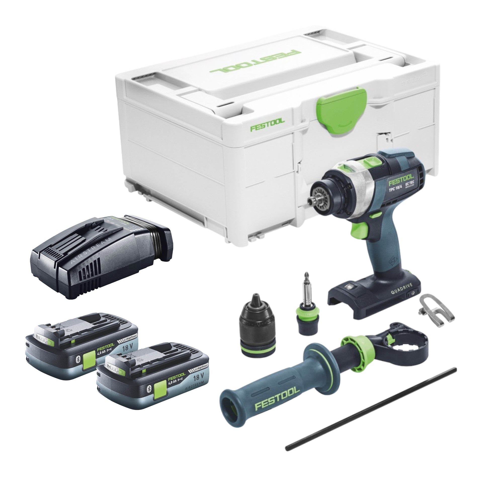 Festool TPC 18 4 I Basic Akku Schlagbohrschrauber 18 V 75 Nm 2x Akku 4 0 Ah Schnellladegeraet Systainer 0 - toolbrothers