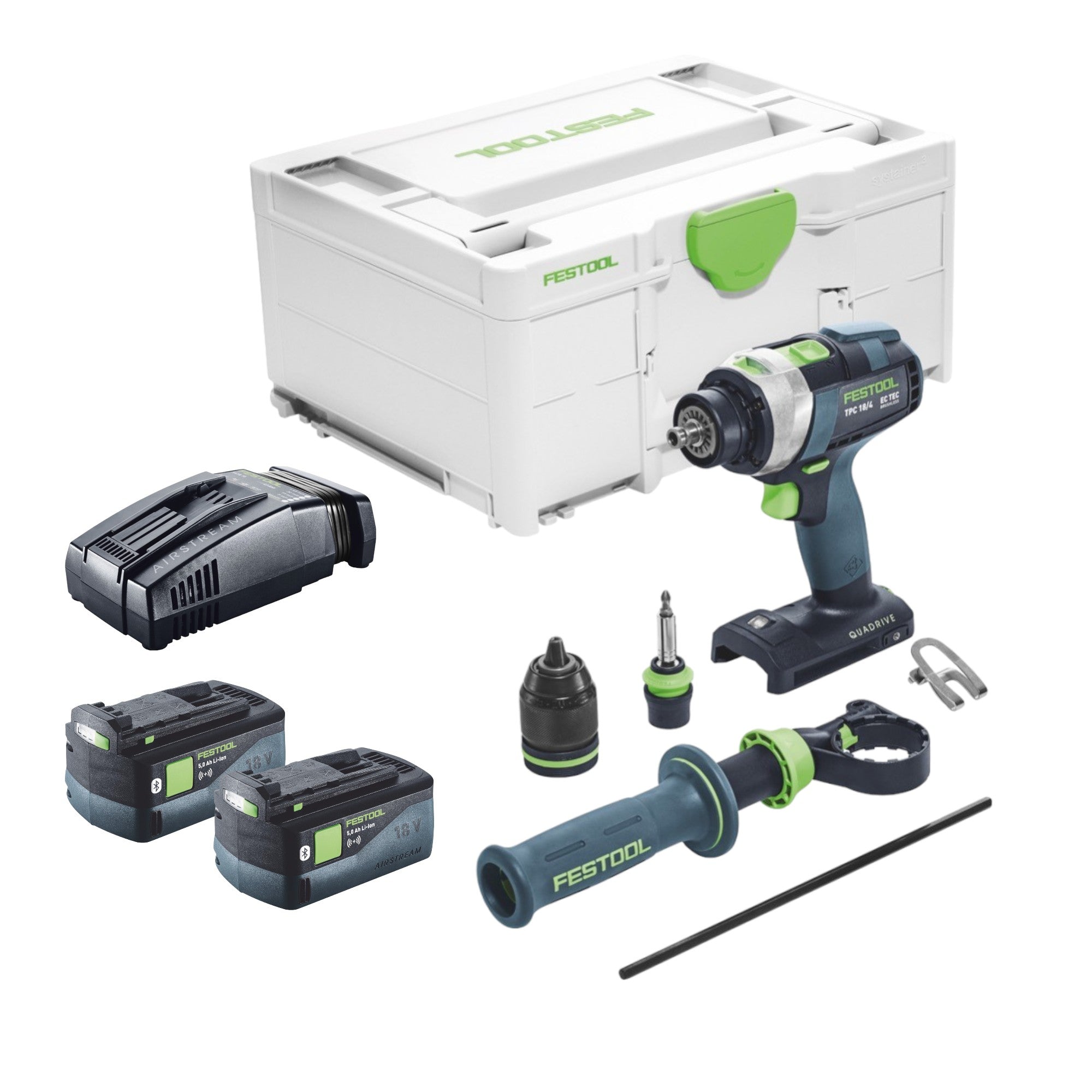 Festool TPC 18 4 I Basic Akku Schlagbohrschrauber 18 V 75 Nm 2x Akku 5 0 Ah Schnellladegeraet Systainer 0 - toolbrothers