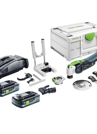 Festool VECTURO OSC 18 E-Basic Set akumulatorowe narzędzie oscylacyjne 18 V Starlock Max Brushless + 2x akumulator 4,0 Ah + szybka ładowarka + systainer