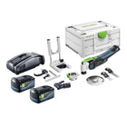 Festool VECTURO OSC 18 E-Basic Set akumulatorowe narzędzie oscylacyjne 18 V Starlock Max Brushless + 2x akumulator 5,0 Ah + szybka ładowarka + systainer