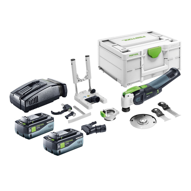 Akumulatorowe narzędzie oscylacyjne Festool VECTURO OSC 18 Basic Set 18 V Starlock Max Brushless + 2x akumulator 8,0 Ah + szybka ładowarka + ładowarka sieciowa