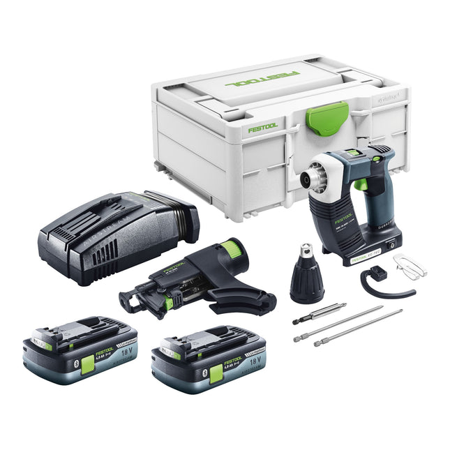 Festool DURADRIVE DWC 18-2500 Basic akumulatorowa wkrętarka budowlana 18 V 18 Nm bezszczotkowa + 2x akumulator 4,0 Ah + szybka ładowarka + systainer