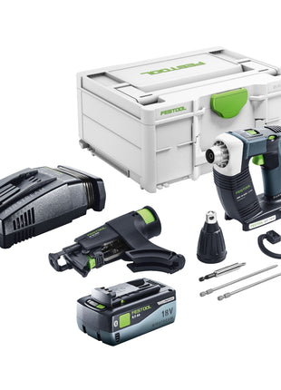 Festool DURADRIVE DWC 18-2500 Basic akumulatorowa wkrętarka budowlana 18 V 18 Nm bezszczotkowa + 1x akumulator 8,0 Ah + szybka ładowarka + systainer