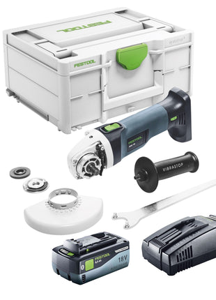 Festool AGC 18-125 EB-Basic Meuleuse d'angle sans fil 18 V 125 mm Brushless + 1x batterie 8,0 Ah + chargeur rapide + Systainer