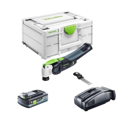 Festool VECTURO OSC 18 E-Basic akumulatorowe narzędzie oscylacyjne 18 V Starlock Max Brushless + 1x akumulator 4,0 Ah + szybka ładowarka + systainer