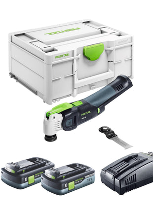 Festool VECTURO OSC 18 E-Basic akumulatorowe narzędzie oscylacyjne 18 V Starlock Max Brushless + 2x akumulator 4,0 Ah + szybka ładowarka + systainer