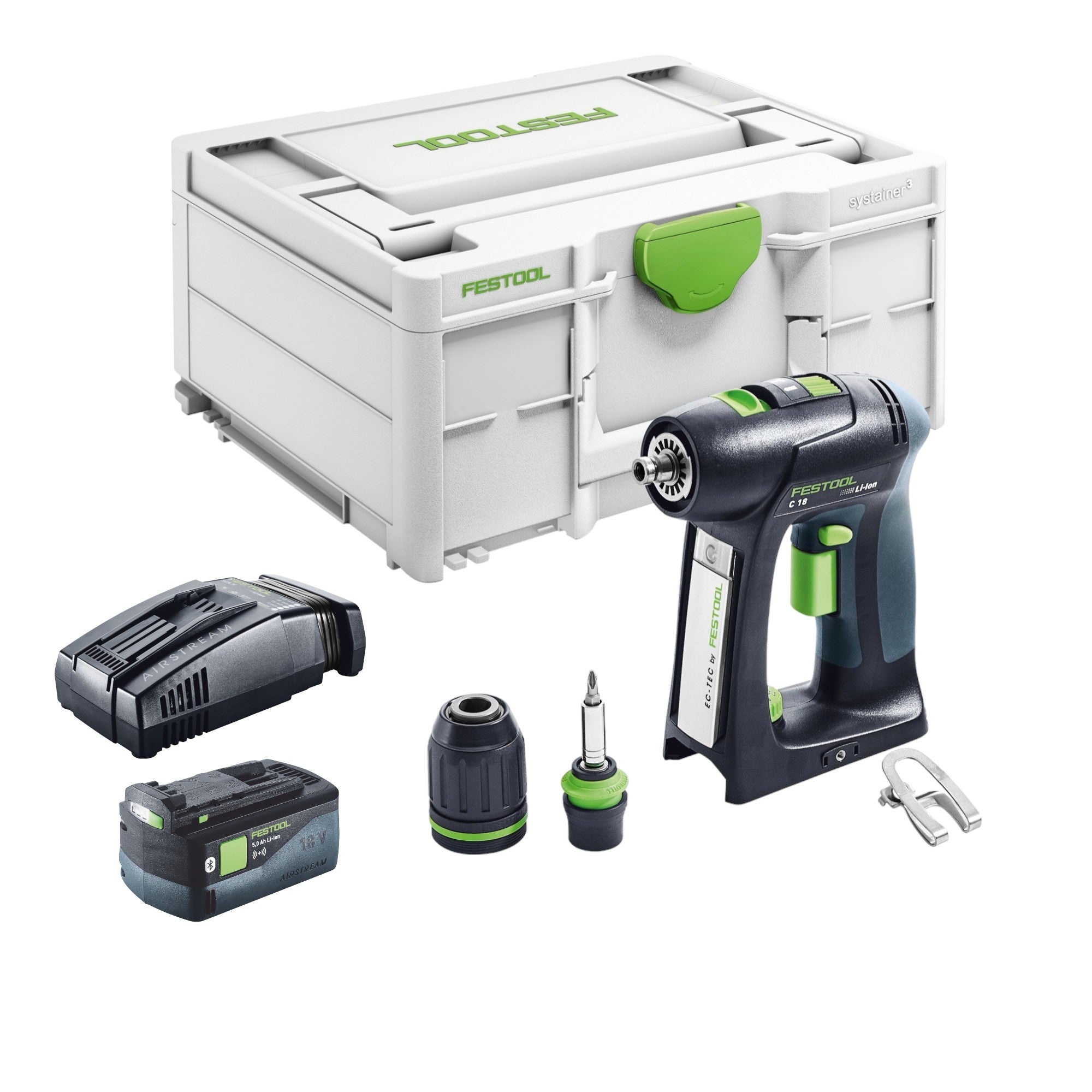 Festool C 18 Basic Akku Bohrschrauber 18 V 45 Nm Brushless 1x Akku 5 0 Ah Schnellladegeraet Systainer 0 - toolbrothers