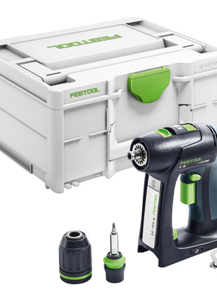 Taladro atornillador a batería Festool C 18 Basic 18 V 45 Nm sin escobillas + 2 baterías 8,0 Ah + cargador rápido + systainer