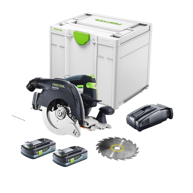 Festool HKC 55 EB-Basic akumulatorowa pilarka tarczowa 18 V 160 mm bezszczotkowa + 2x akumulator 4,0 Ah + szybka ładowarka + Systainer